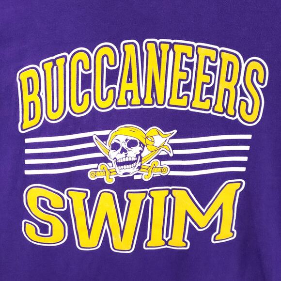 Nike Buccaneers Swim T Shirt Womens Size L Purple Skeleton Pirate Graphic Print - Picture 3 of 6